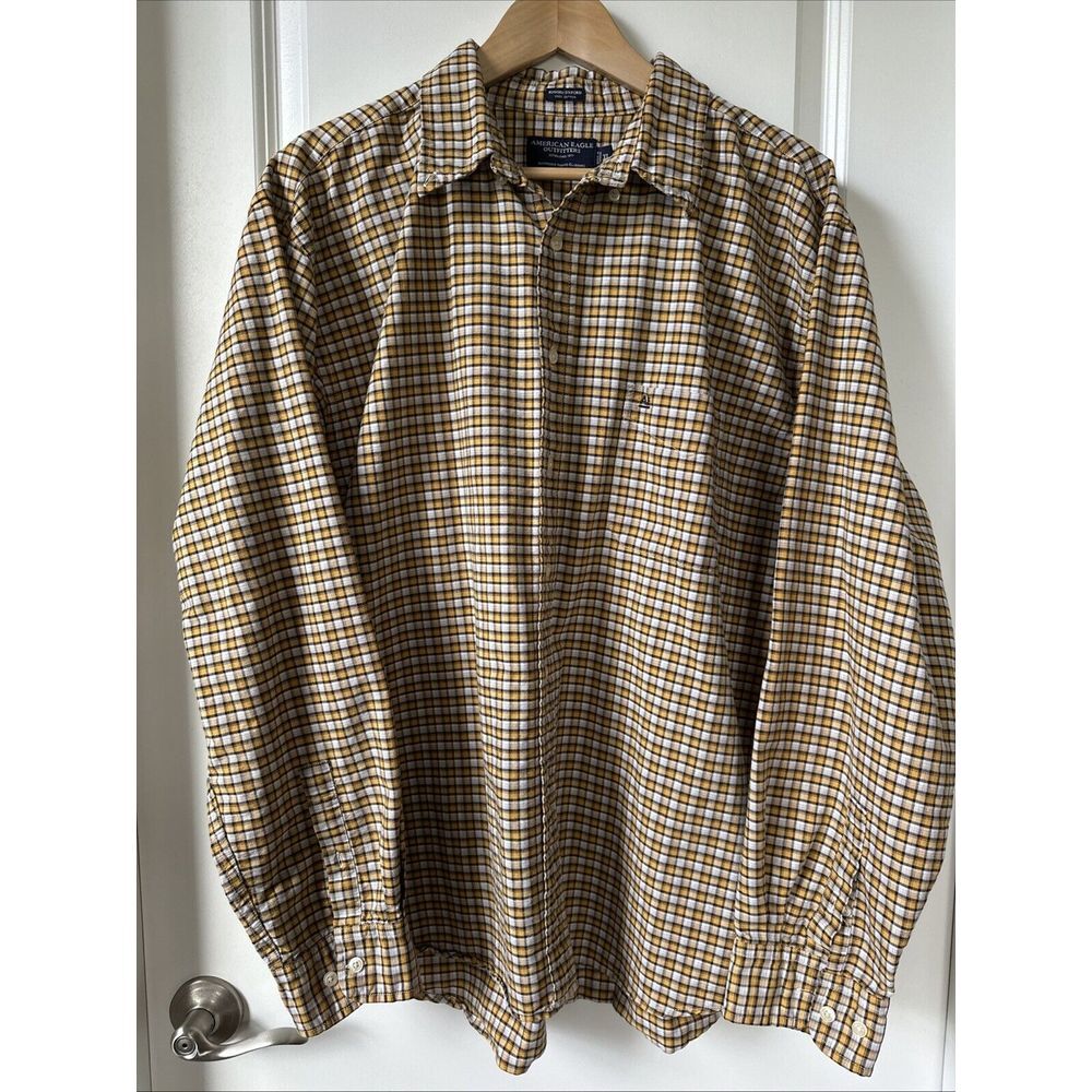 American Eagle Shirt Mens XL Check Rugged Oxford Heavy Ranch Cowboy Farm Preppy